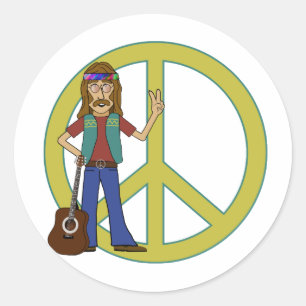 Sticker Rond Paix hippie