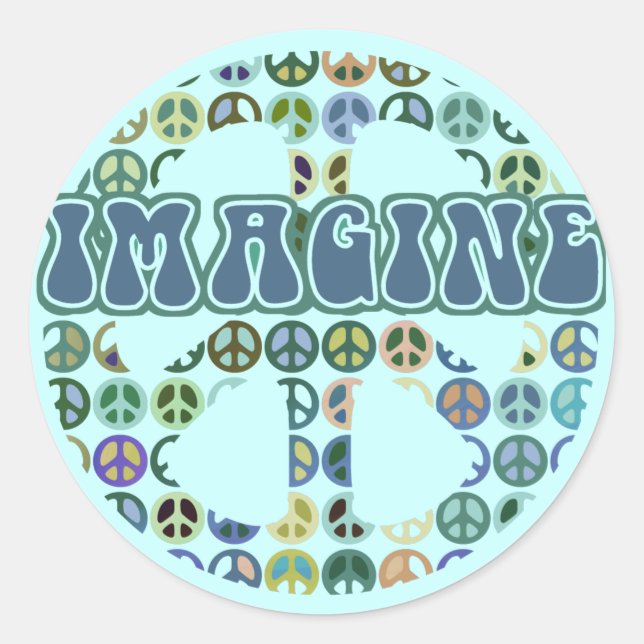 Sticker Rond Paix - Imaginez la paix (Devant)