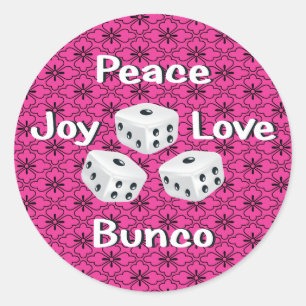 Sticker Rond paix, joie, amour, bunco