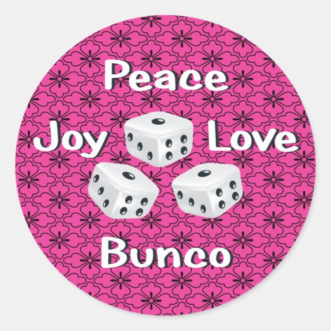 Sticker Rond paix, joie, amour, bunco (Devant)