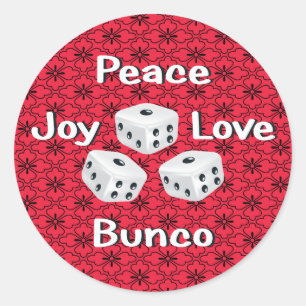 Sticker Rond paix, joie, amour, bunco