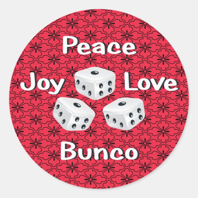 Sticker Rond paix, joie, amour, bunco (Devant)