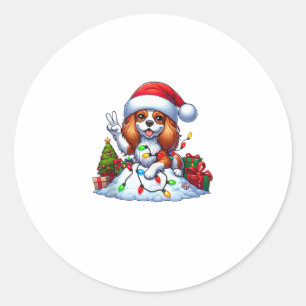 Sticker Rond Paix main Cavalier Roi Charles Spaniel Noël