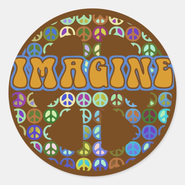 Sticker Rond Paix mondiale - Rétro (Devant)