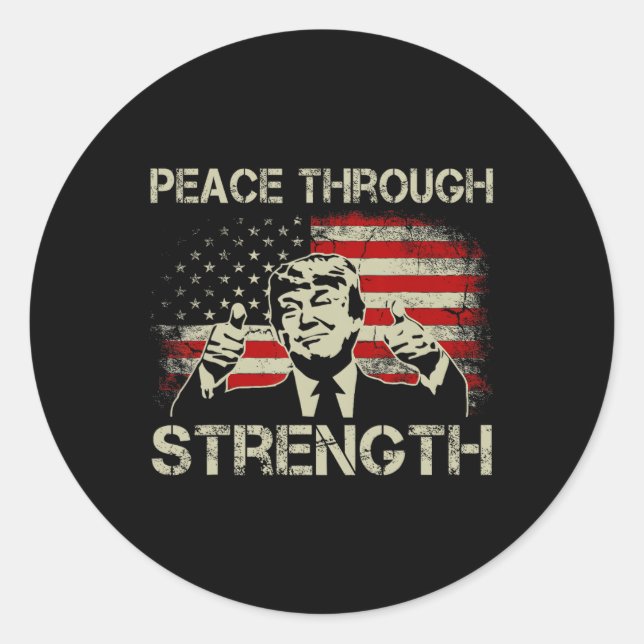Sticker Rond Paix par la force Trump Opération Midnight Ha (Devant)