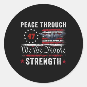 Sticker Rond Paix par la force Trump Opération Minuit Marteau