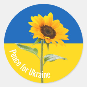 Sticker Rond Paix pour l'Ukraine Drapeau de tournesol Jaune & B