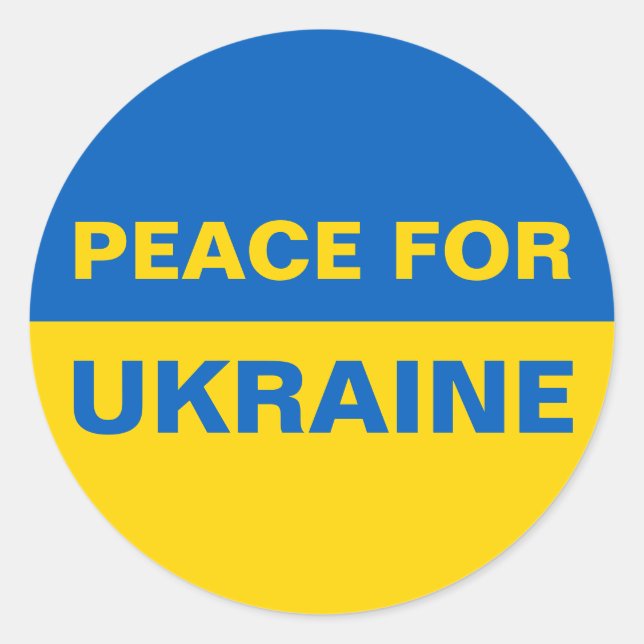 Sticker Rond Paix pour l'Ukraine Pavillon ukrainien (Devant)