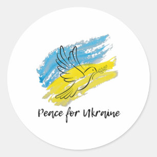 Sticker Rond Paix pour l'Ukraine Solidarité Paix Cœur Ukrainien