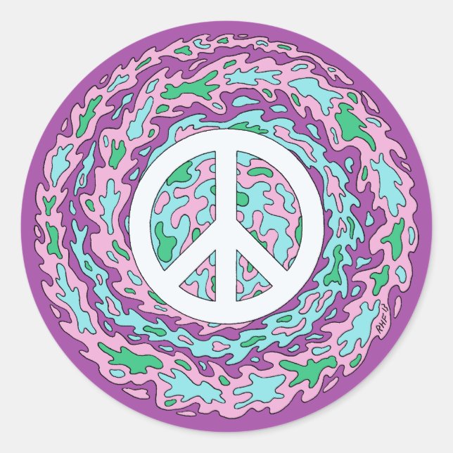 Sticker Rond Paix psychédélique (Devant)