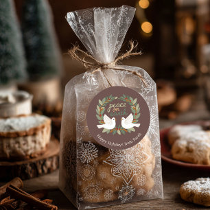 Sticker Rond Paix sur Terre Dotes Noël Fêtes de Noël PERSONNALI