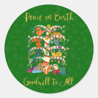 Sticker Rond Paix sur Terre Mauvais Animal Arbre de Vie Vacance