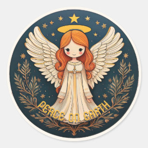 Sticker Rond Paix sur Terre Noël Angel ID1082