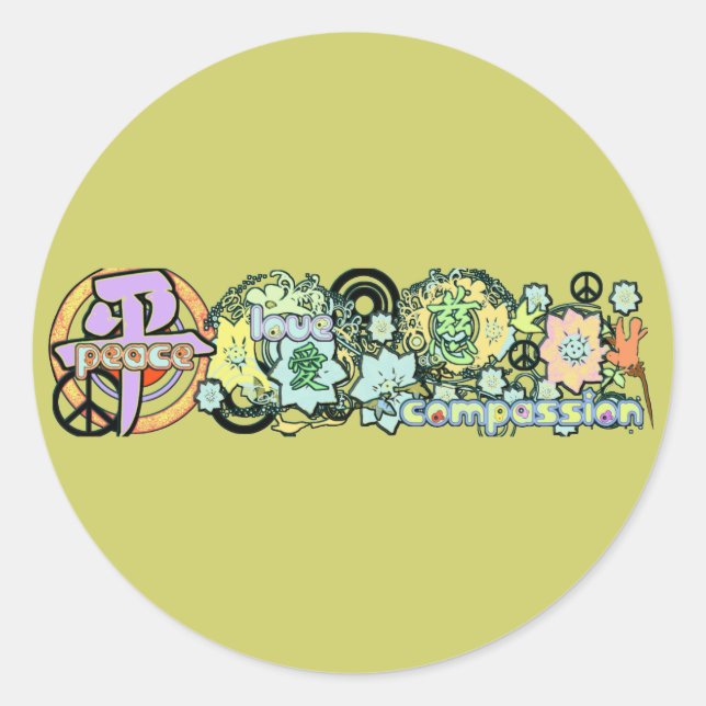 Sticker Rond paixamourcompassion (Devant)