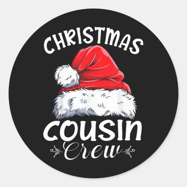 Sticker Rond Pajama de Noël de la famille Père Noël de Cousin C (Devant)