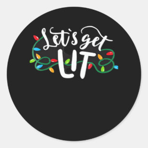Sticker Rond Pajamas de Noël Drôle Fantastique Obtenons Lit Noë