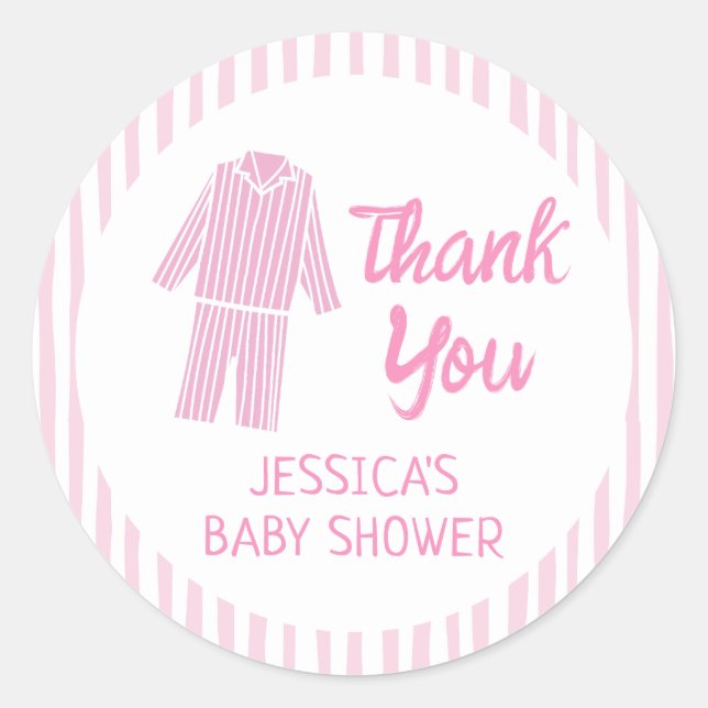 Sticker Rond Pajamas Party Girl PJ Birthday Thank You (Devant)