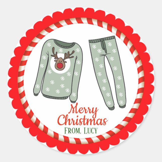 Sticker Rond Pajamas Père Noël (Devant)