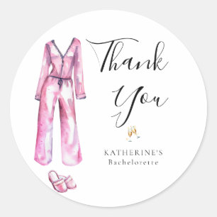 Sticker Rond Pajamas Prosecco Chic Bachelorette Merci