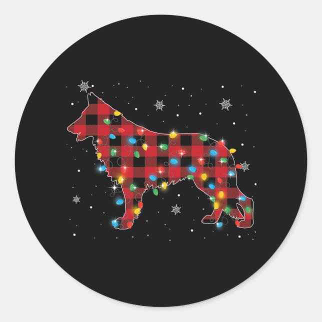 Sticker Rond Pajamas Red Plaid Allemand Berger Amoureux de les  (Devant)