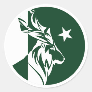 Sticker Rond Pakistan Markhor Pakistan drapeau animal national 