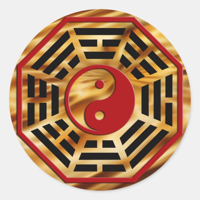 Sticker Rond PaKua | vagues orange foncé (Devant)