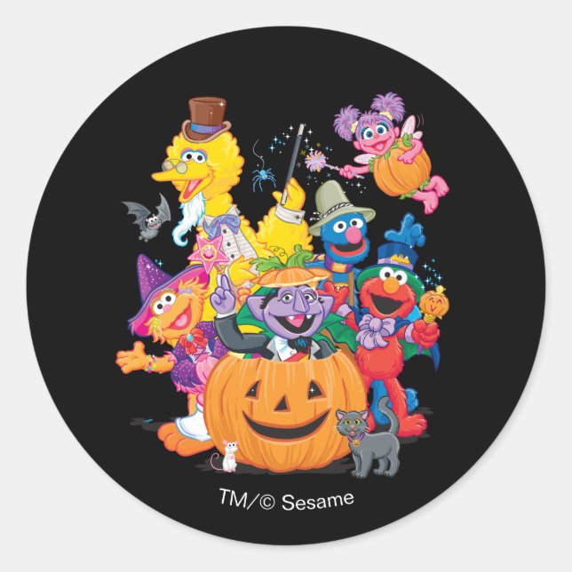 Sticker Rond Pal de rue Sésame | Bonne Halloween (Devant)