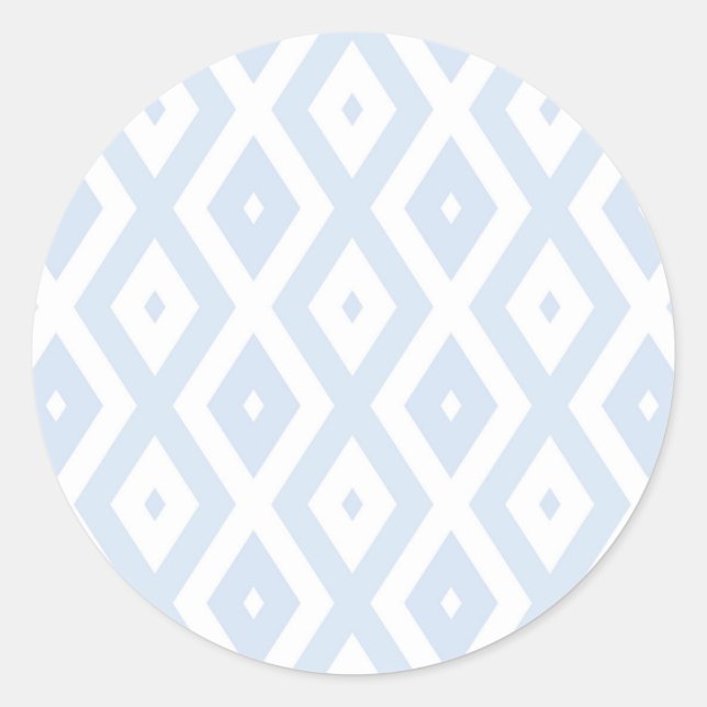 Sticker Rond Pale blue and white diamond pattern (Devant)