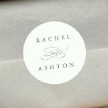 Sticker Rond Pale Green Simple Mariage élégant<br><div class="desc">Élégant et simple autocollant mariage avec vos noms. Pour une personnalisation plus avancée de cette conception,  cliquez sur le BOUTON OUTIL DESIGN BLEU ci-dessus ! Des articles correspondants sont également disponibles.</div>