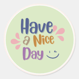 Sticker Rond Pale Green Simple Vintage "Bonne Journée"