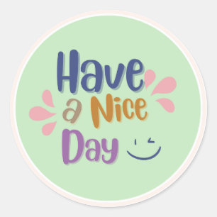 Sticker Rond Pale Green Simple Vintage "Bonne Journée"