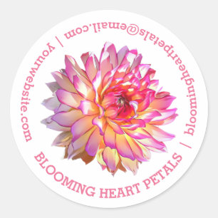 Sticker Rond Pale Pink Giant Dahlia Business Coordonnées