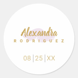 Sticker Rond Pale violet et Quinceanera or