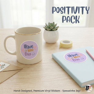 Sticker Rond Pâle Violet Simple Vintage "Passez Une Bonne Journ