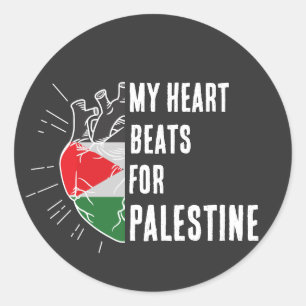 Sticker Rond Palestine Drapeau Coeur humain