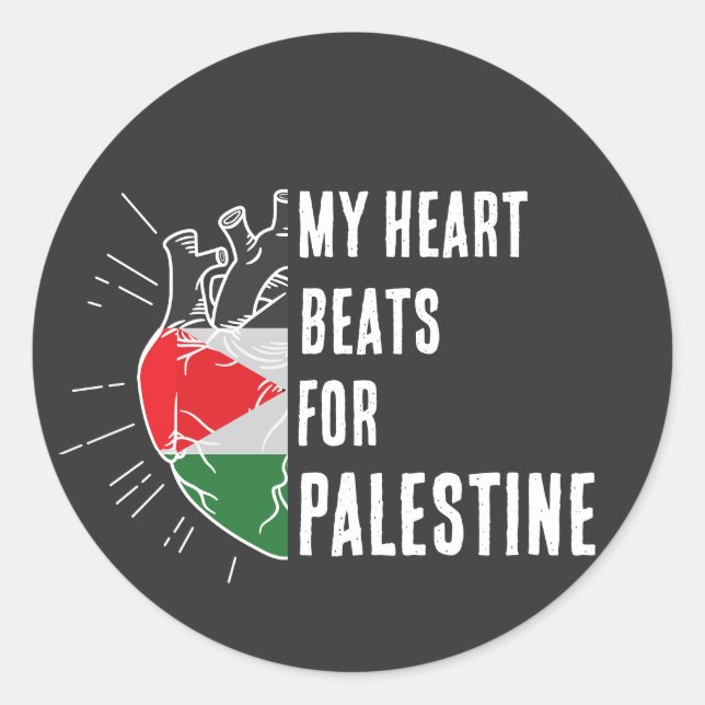 Sticker Rond Palestine Drapeau Coeur humain (Devant)
