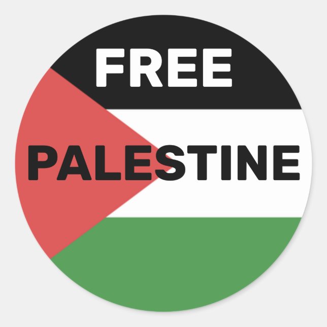 STICKER ROND PALESTINE GRATUITE DRAPEAU ROUGE NOIR VERT BLANC (Devant)