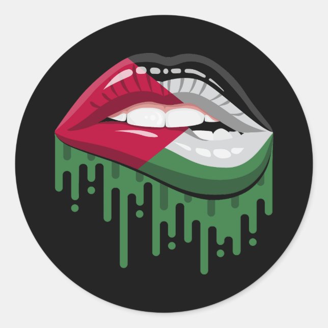 Sticker Rond Palestine lèvres drapeau de la racine de fierté (Devant)