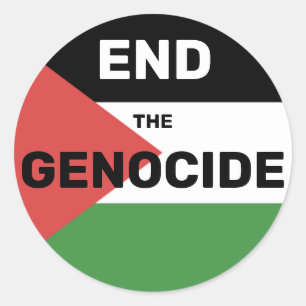 STICKER ROND PALESTINE LIBRE FIN GÉNOCIDE DRAPEAU ROUGE VERT