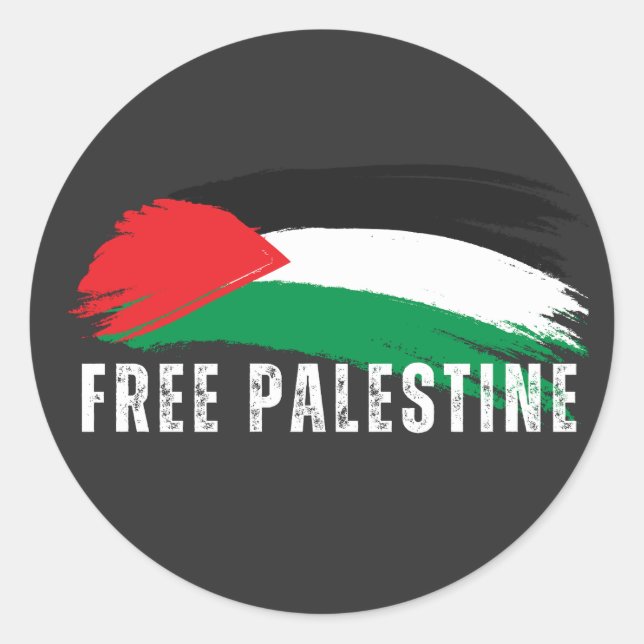 Sticker Rond PALESTINE LIBRE noir (Devant)