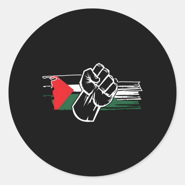 Sticker Rond Palestine Palestine Fier drapeau palestinien (Devant)
