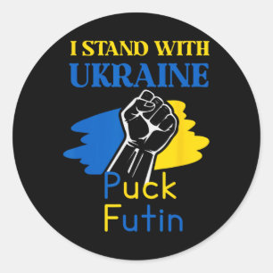 Sticker Rond Palet Futin Je suis avec l'Ukraine
