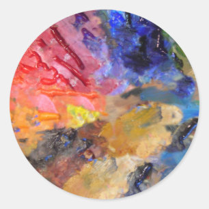 Sticker Rond Palette de couleurs de peintre artistique