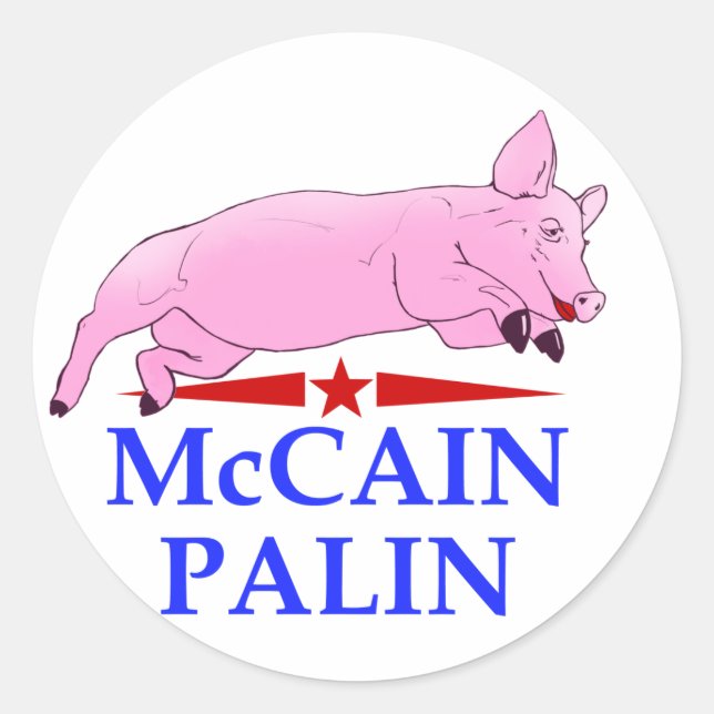 Sticker Rond Palin McCain, bâton de porc (Devant)