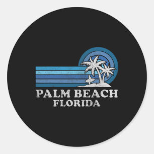 Sticker Rond Palm Beach Floride Vintage Famille vacances été