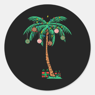 Sticker Rond Palm de Noël Arbre Plage Tropicale Hawaii Wom