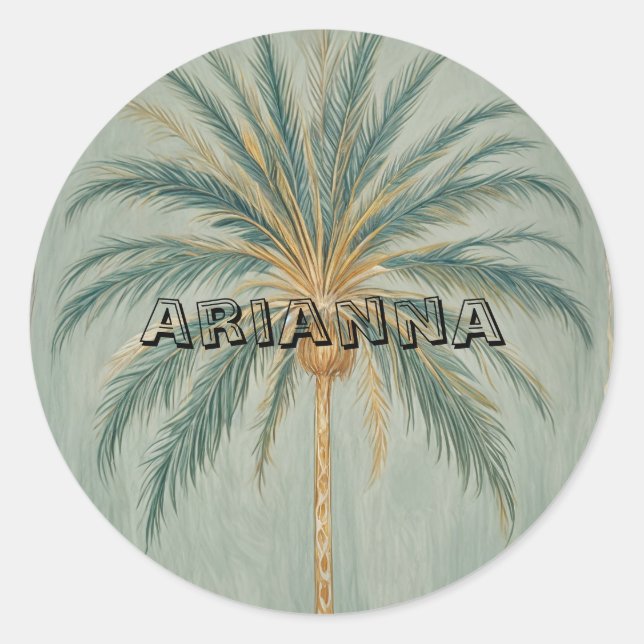 Sticker Rond Palm Majesty : conception d'un seul palmier (Devant)