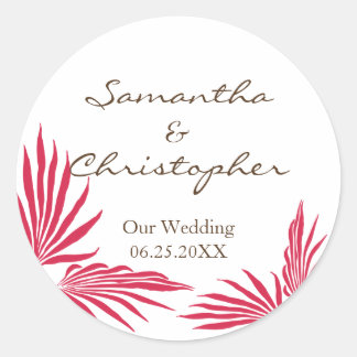 Sticker Rond Palm rouge feuille mariage tropicale faveur phoque