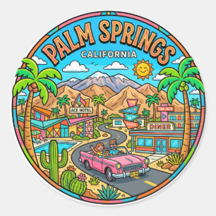 Sticker Rond Palm Springs Californie