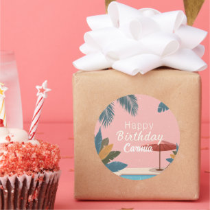 Sticker Rond Palm Springs Été Adulte Fête Anniversaire Squa ros